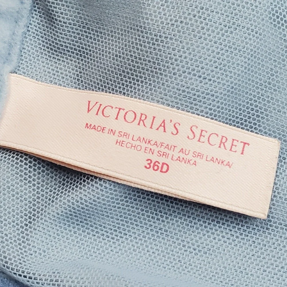 Victoria's Secret Women Bra 36D Blue T Shirt Underwired Lace Strap